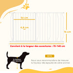 Barrière de sécurité chien barrière extensible 75-145 x 76 cm barrière escaliers couloirs portes sans perçage en acier et ABS blanc