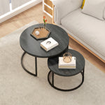 Lot de 2 tables basses gigognes empilable design industriel pieds en métal noir