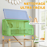 Cage hamster rongeur à 3 niveaux fond amovible de 31 cm de profondeur cabane balançoire 80x50x76cm finition bois naturel