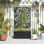 Jardinière avec treillis bac à fleurs rectangulaire grande taille panneau d'intimité métal 61 x 23 x 113 cm noir