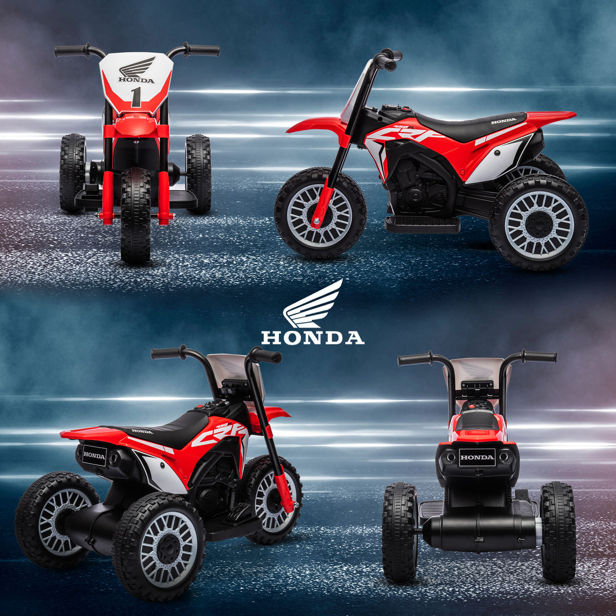 Moto cross éléctrique pour enfant licence Honda CRF450RL 3 roues batterie 6V enfants 18-36 mois rouge