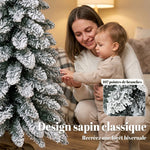 Sapin de Noël Artificiel 90 cm, 107 Embouts de Branches Enneigés en PVC, Base en Toile de Jute, Montage Rapide, Blanc