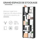 Bibliothèque étagère Zig zag Design Contemporain 70L x 24l x 178H cm Panneaux Particules noir