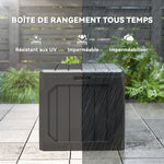 Coffre de rangement exterieur 121L, coffre de jardin avec poignées, conteneur étanche, 56 x 45 x 53 cm, noir