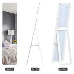 Miroir sur Pied et Mural rectangulaire dim. 37L x 43l x 156H cm Bois Aspect Blanc