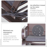 Lot de 2 Coussins de chaise de jardin Coussin chaise extérieur Coussins d'assise déhoussables Rembourrage 5 cm Tissu Polyester dim. 45L x 45l cm Gris foncé
