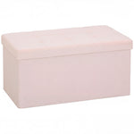 Banc de Rangement, Pouf de Rangement Pliable, Bout de Lit, Repose-Pieds avec Couvercle, 76L x 38l x 38H cm, Rose