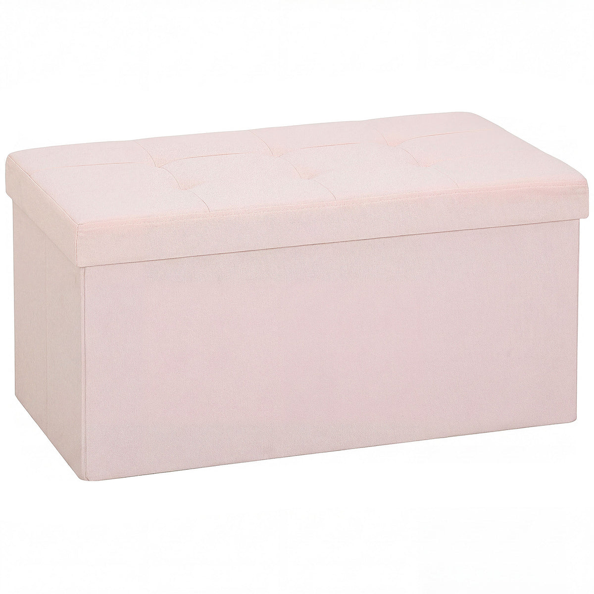 Banc de Rangement, Pouf de Rangement Pliable, Bout de Lit, Repose-Pieds avec Couvercle, 76L x 38l x 38H cm, Rose