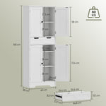 Meuble de salle de bain, meuble de rangement avec tiroir et 4 portes, style moderne, 60 x 30 x 160 cm, blanc