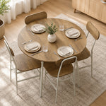 Ensemble table salle à manger avec 4 chaises, table de cuisine avec chaises pour 4 personnes, cadre en métal, naturel