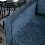 Fauteuil en tissu avec pieds en acier doré, grand confort, pochettes latérales, pour salon, bureau, chambre, bleu