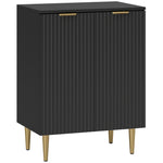 Buffet Cuisine, Meuble de Rangement avec 2 Portes, Étagère Réglable, Pieds Métalliques Surélevés, 60 x 40 x 80 cm, Noir
