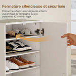 Meuble à chaussures 14 paires armoire à chaussures 7 niveaux avec 6 étagères réglables 2 portes à fermeture douce blanc