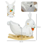 Jouet à bascule modèle lapin fonction musicale selle grand confort peluche courte douce bois peuplier 18-36 mois blanc