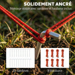 Grande Tente Tunnel Camping 4 Personnes 3-4 Saisons Hauteur d'Homme 2 m Séjour XL 3,7 m Imperméable 3000mm Bleu