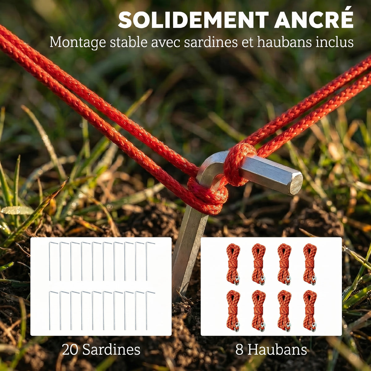 Grande Tente Tunnel Camping 4 Personnes 3-4 Saisons Hauteur d'Homme 2 m Séjour XL 3,7 m Imperméable 3000mm Bleu