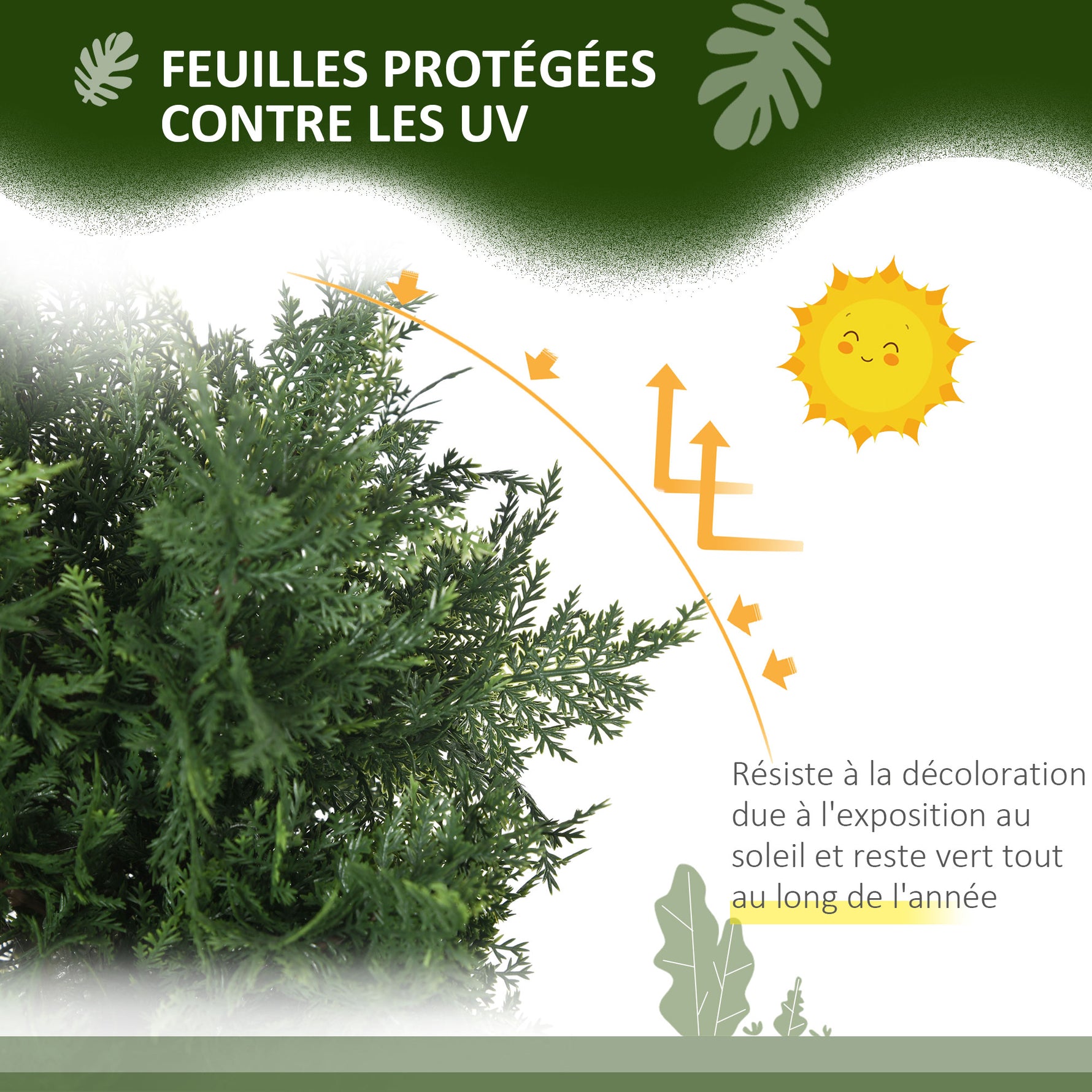 Lot de 2 plantes artificielles Cèdre avec pot, hauteur 90 cm, Conifère, 38L x 12,5l x 90H cm