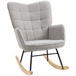 Fauteuil à bascule rocking chair revêtement bouclette structure en acier 71 x 98 x 101 cm Gris clair