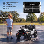 Elektroauto für Kinder, 12 V, Fernbedienung, Lithiumbatterie, Sanftanlauf, Federung an allen 4 Rädern, Weiß