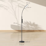 Lampadaire sur pied de salon avec télécommande, contrôle tactile, température couleur et luminosité réglables, noir