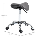 Kruk op wielen, massagekruk met in hoogte verstelbare zitting 49-61 cm en ergonomisch zadel, 360° draaibare werkstoel op wielen, voor massagesalon, tattoostudio, kliniek en spa, grijs