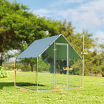 Enclos poulailler extérieur 4 m², parc grillagé - acier galvanisé Ø19mm - bâche Oxford 420D anti-UV 200x200x200cm argent