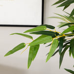 Bambou Artificiel 180 cm, Feuilles Réalistes et Pot en Bois de Pin, Facile à Nettoyer, pour Maison Bureau, Vert