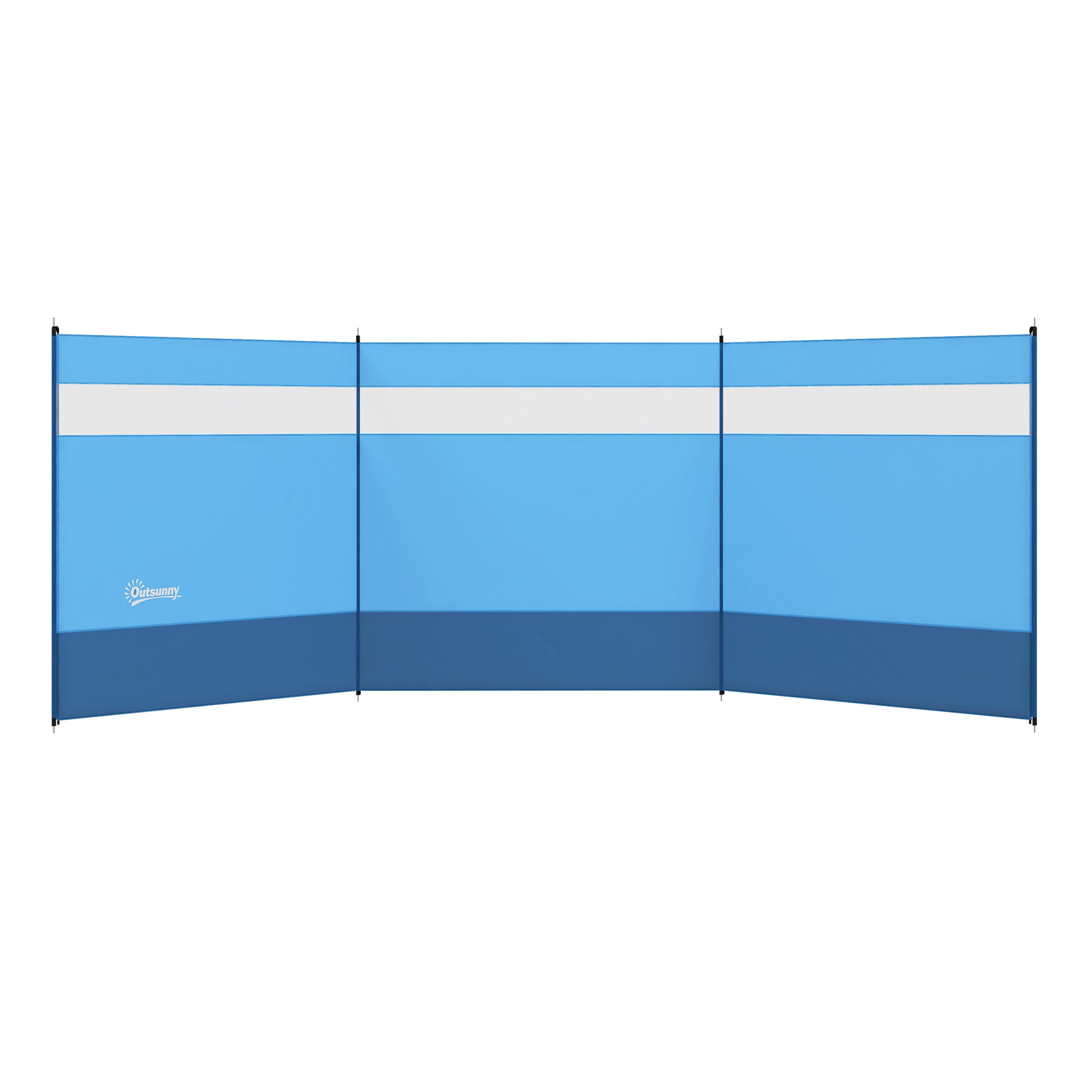 Paravent brise-vent de camping portable pliable avec sac de transport et poteaux en acier dim. 440 cm x 140 cm bleu