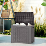 97L outdoor storage box with recessed handles, waterproof outdoor storage chest 56 x 41 x 50 cm, brown
