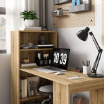 Bureau Informatique avec étagère de rangement Bureau d'angle bibliothèque adjacente Multi-rangements Chêne