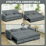 Canapé convertible 3 places canapé-lit clic-clac réversible avec dossier réglable et coussins, 196 x 90 x 89 cm, gris