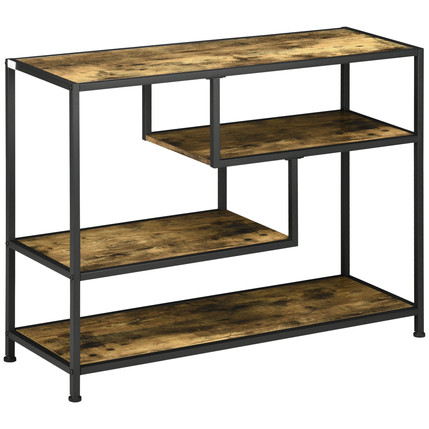 Table console style industriel avec 4 niveaux de rangement 3 étagères inférieures 99,6 x 33,6 x 74 cm