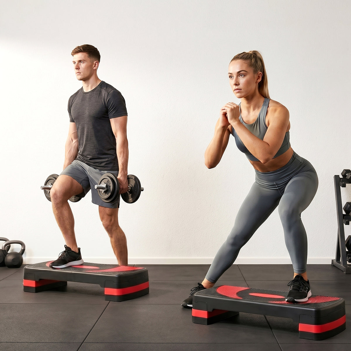 Stepper fitness aerobica altezza regolabile superficie antiscivolo 80 x 31 x 20 cm nero rosso