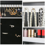 Armoire à bijoux armoire de rangement sur pieds boîte à bijoux avec miroir multi-rangements éclairage LED blanc