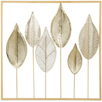Décoration murale en métal moderne, sculpture murale en métal en forme de feuille, 70 x 70 cm, doré