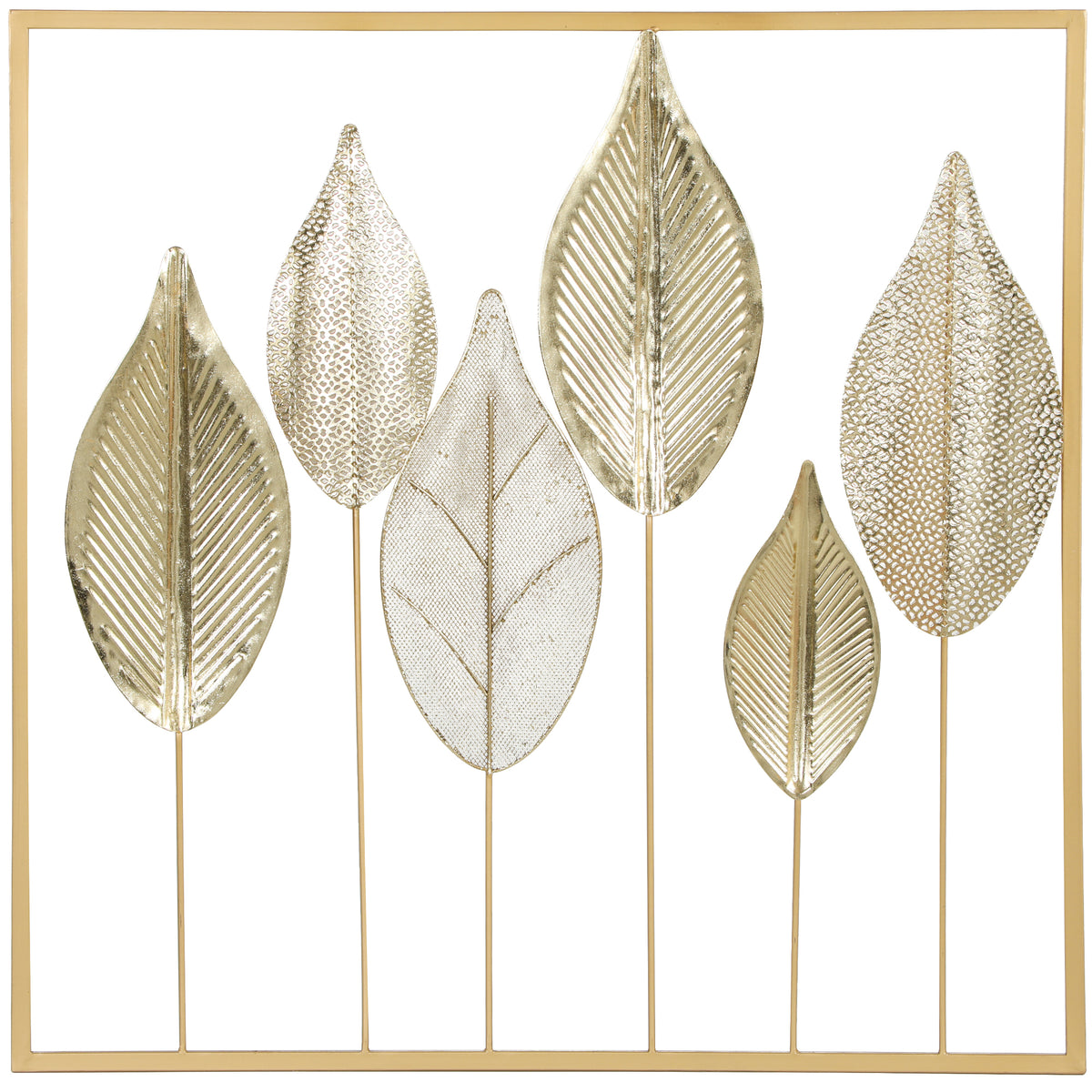 Décoration murale en métal moderne, sculpture murale en métal en forme de feuille, 70 x 70 cm, doré