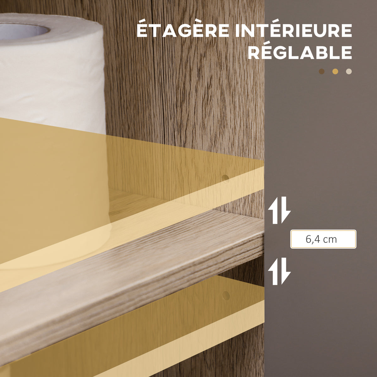 Meuble salle de bain sous Lavabo - meuble sous-vasque - placard 2 portes avec étagère - 60L x 30l x 59,8H cm