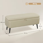 2-in-1-Sitzbank mit Stauraum aus Stoff und schwarzen Stahlbeinen, 102 x 40 x 39,5 cm, beige