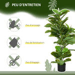 Lot de 2 plantes artificielles figuiers artificiels à feuilles arbre artificiel avec pot inclus hauteur 110 cm vert