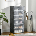 Meuble de rangement à chaussures modulable 6 cubes rectangulaires empilables - noir