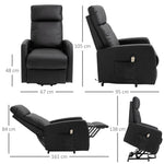 Sillón relax eléctrico reclinable con reposapiés ajustable y mando a distancia, tapizado sintético negro