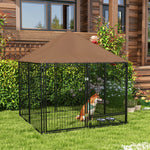 Chenil extérieur pour Chiens en métal et Tissu Oxford Support gamelle et Toit résistant aux intempéries Espace spacieux