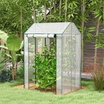Lorategiko negutegia, 2 gune eta 2 ate biribilgarrirekin - 0,8 m² Tomate-negutegia, dim. 1L x 0,8l x 1,5H m, altzairua eta PE
