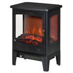 Cheminée électrique poêle Style néo-rétro 900-1800 W Simulation Flammes LED luminosité réglable Acier ABS Noir