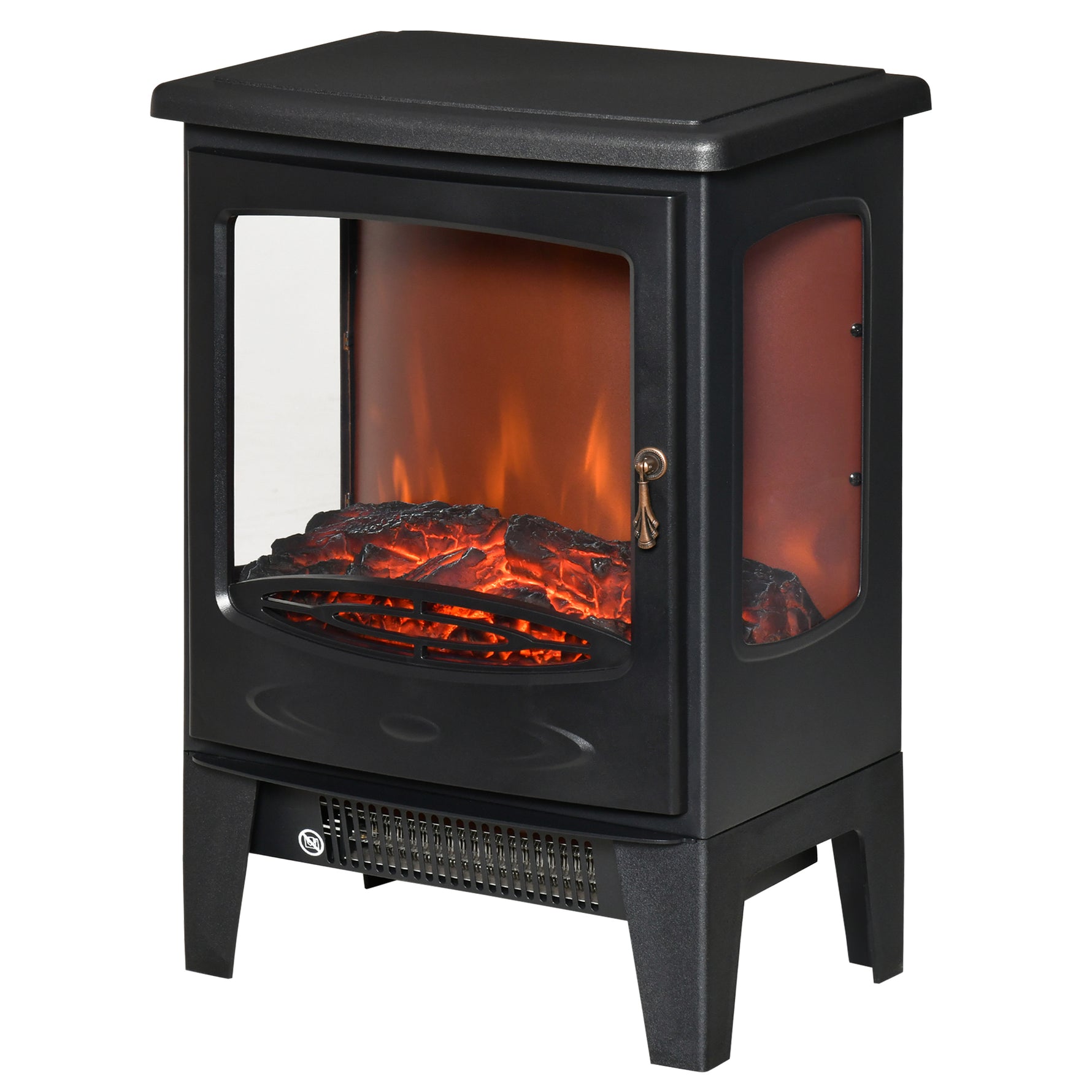 Cheminée électrique poêle Style néo-rétro 900-1800 W Simulation Flammes LED luminosité réglable Acier ABS Noir