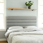 Tête de Lit Capitonnée, Hauteur Ajustable en 3 Niveaux avec Pieds en Métal pour Chambre, 140 x 10 x 106/116/126 cm, Gris