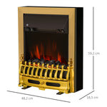 Cheminée électrique Effet de Flamme Style néo rétro Thermostat 1000-2000 W Noir Or