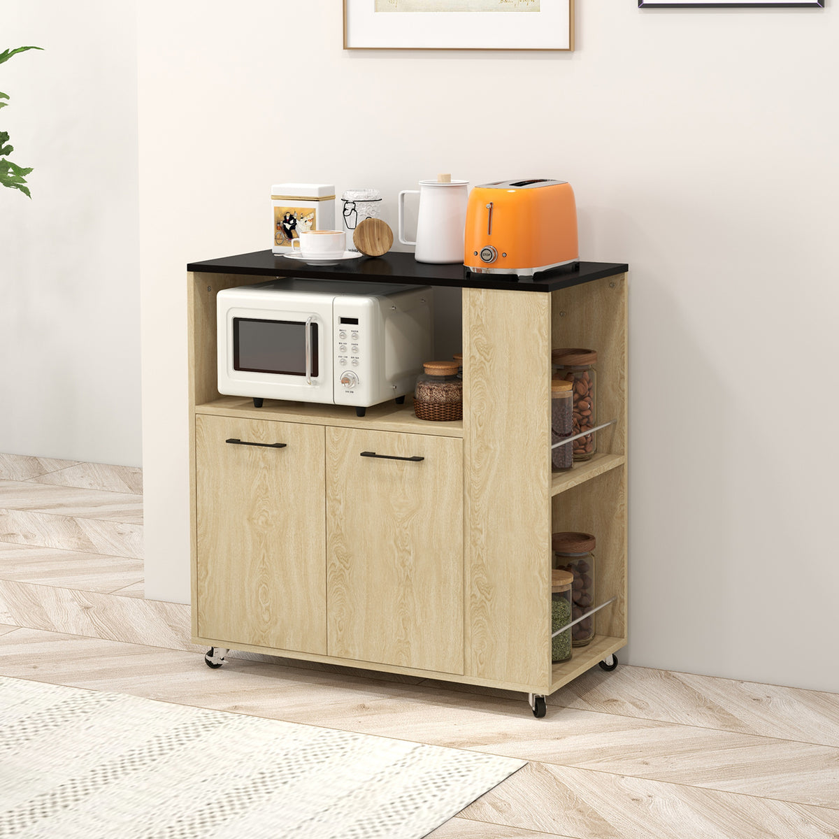 Desserte chariot cuisine multi rangements avec roulettes 75 x 40 x 80,5 cm