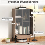 Buffet meuble de rangement avec placard à portes, tiroir, 3 compartiments ouverts et étagères réglables, gris