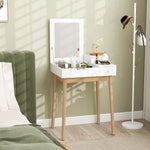 Coiffeuse avec miroir table de maquillage style moderne - 2 tiroirs, miroir rabattable pour chambre à coucher, salon, 60 x 50 x 85,5 cm blanc